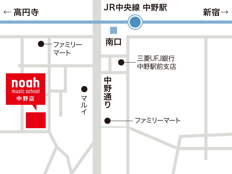 ノアミュージックスクール中野店MAP